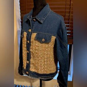 Shimmer Tweed Denim Trim Jacket